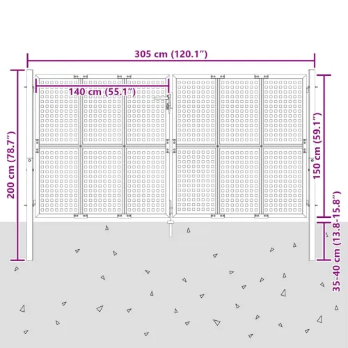 Dvorišna vrata - Vrtna vrata antracit boje 300x150 cm čelik - 300 x 150 cm Cijena