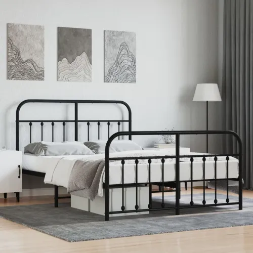 Metalni okvir kreveta uzglavlje i podnožje crni 140x200 cm - Crna 140 x 200 cm s uzglavljem i podnožjem Cijena
