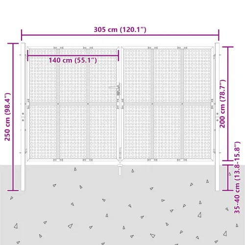 Dvorišna vrata - Vrtna vrata antracit boje 300x200 cm čelik - 300 x 200 cm Cijena