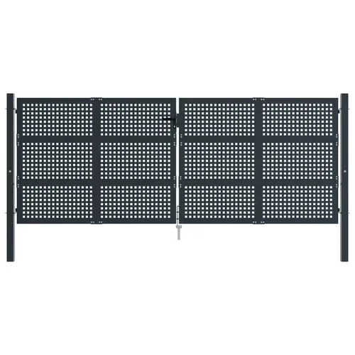 Dvorišna vrata - Vrtna vrata antracit 400x125 cm čelik - 400 x 125 cm Cijena