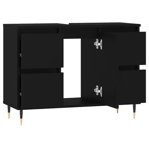 Kupaonski ormarić crni 80 x 33 x 60 cm od konstruiranog drva - Crna Cijena