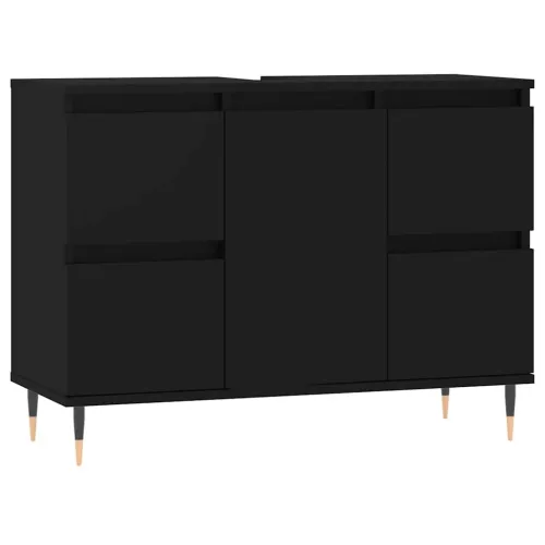 Kupaonski ormarić crni 80 x 33 x 60 cm od konstruiranog drva - Crna 1 1 1 Cijena