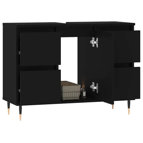 Kupaonski ormarić crni 80 x 33 x 60 cm od konstruiranog drva - Crna Cijena