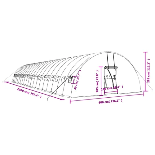 Plastenik s čeličnim okvirom bijeli 120 m² 20 x 6 x 2,85 m - Bijela 20 x 6 x 2.85 m Cijena