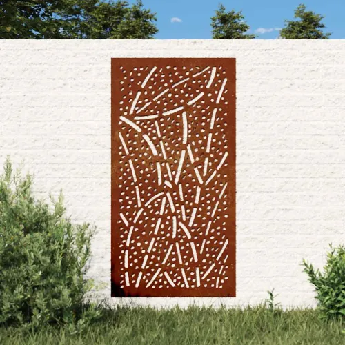 Vrtni zidni ukras 105 x 55 cm od čelika COR-TEN s uzorkom lišća Cijena