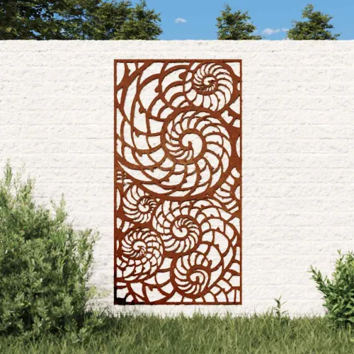 Vrtni zidni ukras 105 x 55 cm čelik COR-TEN s uzorkom školjki Cijena