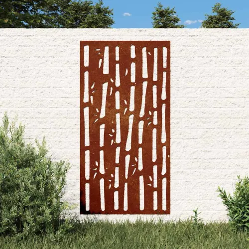 Vrtni zidni ukras 105 x 55 cm čelik COR-TEN s uzorkom bambusa Cijena