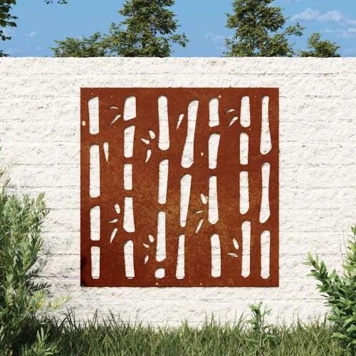 Vrtni zidni ukras 55 x 55 cm čelik COR-TEN s uzorkom bambusa Cijena