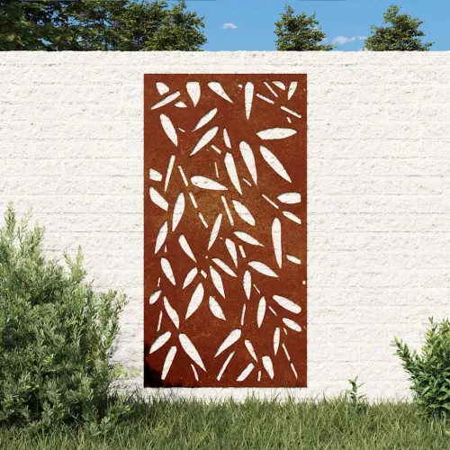 Vrtni zidni ukras 105x55 cm čelik COR-TEN uzorak lišća bambusa Cijena