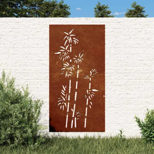 Vrtni zidni ukras 105 x 55 cm čelik COR-TEN s uzorkom bambusa Cijena