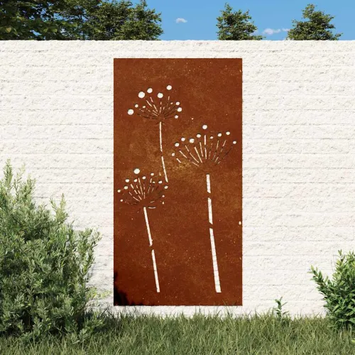 Vrtni zidni ukras 105 x 55 cm čelik COR-TEN s cvjetnim uzorkom Cijena