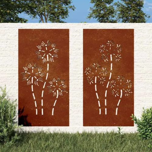 Vrtni zidni ukrasi 2 kom 105x55 cm čelik COR-TEN cvjetni uzorak Cijena