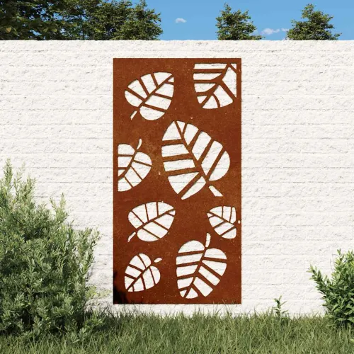 Vrtni zidni ukras 105 x 55 cm od čelika COR-TEN s uzorkom lišća Cijena
