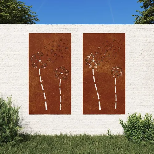 Vrtni zidni ukrasi 2 kom 105x55 cm čelik COR-TEN cvjetni uzorak Cijena