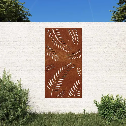 Vrtni zidni ukras 105 x 55 cm od čelika COR-TEN s uzorkom lišća Cijena