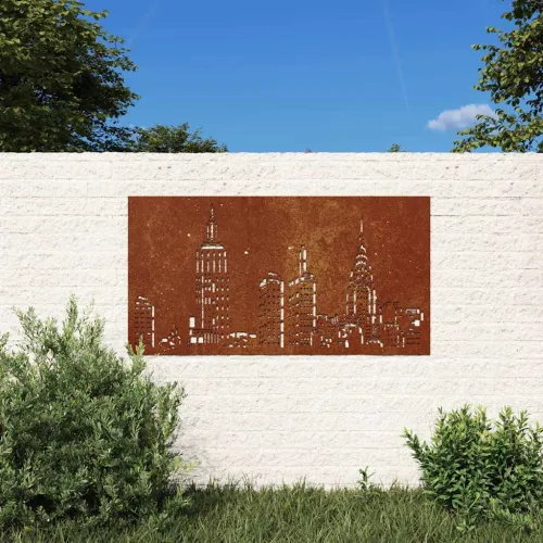 Vrtni zidni ukras 105 x 55 cm čelik COR-TEN s uzorkom horizonta Cijena
