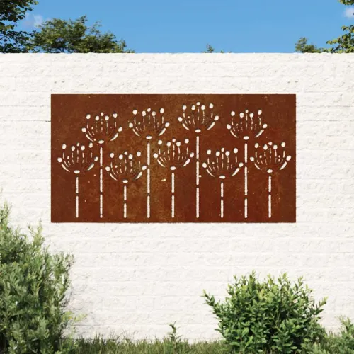 Vrtni zidni ukras 105 x 55 cm čelik COR-TEN s cvjetnim uzorkom Cijena