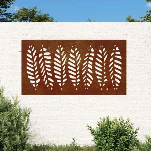 Vrtni zidni ukras 105 x 55 cm od čelika COR-TEN s uzorkom lišća Cijena
