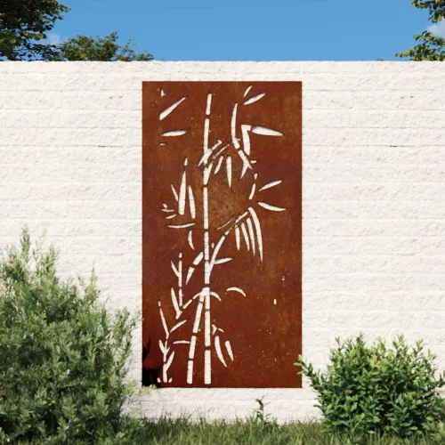 Vrtni zidni ukras 105 x 55 cm čelik COR-TEN s uzorkom bambusa Cijena