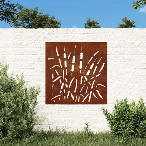 Vrtni zidni ukras 55 x 55 cm čelik COR-TEN s uzorkom trave Cijena