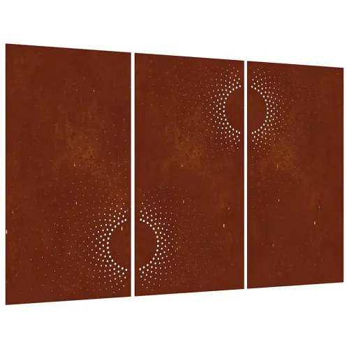 Vrtni zidni ukrasi 3 kom 105x55 cm čelik COR-TEN uzorak sunca Cijena
