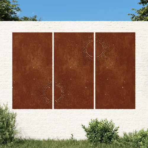 Vrtni zidni ukrasi 3 kom 105x55 cm čelik COR-TEN uzorak sunca Cijena