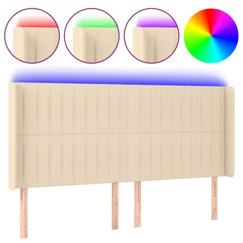 LED uzglavlje krem 183 x 16 x 118/128 cm od tkanine - Krema 183 x 16 x 118/128 cm Cijena