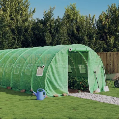 Staklenik s čeličnim okvirom zeleni 24 m² 8 x 3 x 2 m - Zelena 8 x 3 x 2 m 1 Zelena Cijena