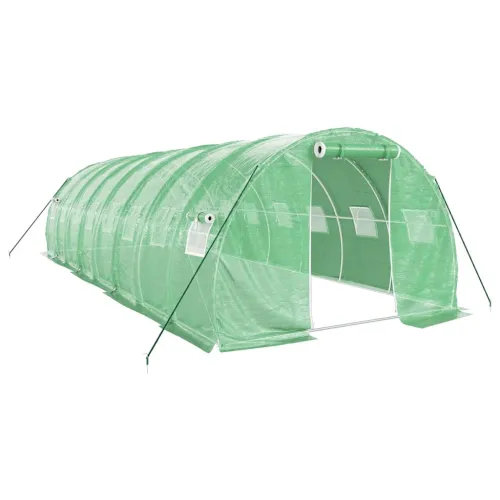 Staklenik s čeličnim okvirom zeleni 24 m² 8 x 3 x 2 m - Zelena 8 x 3 x 2 m 1 Zelena Cijena