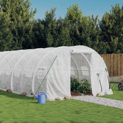 Staklenik s čeličnim okvirom bijeli 18 m² 6 x 3 x 2 m - Bijela 6 x 3 x 2 m 1 Bijela Cijena