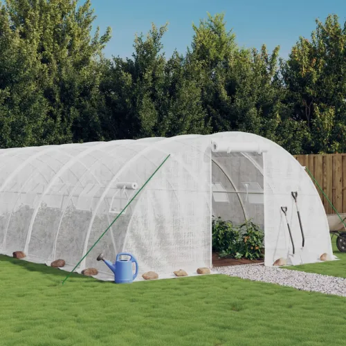 Staklenik s čeličnim okvirom bijeli 24 m² 6 x 4 x 2 m - Bijela 6 x 4 x 2 m 1 Bijela Cijena