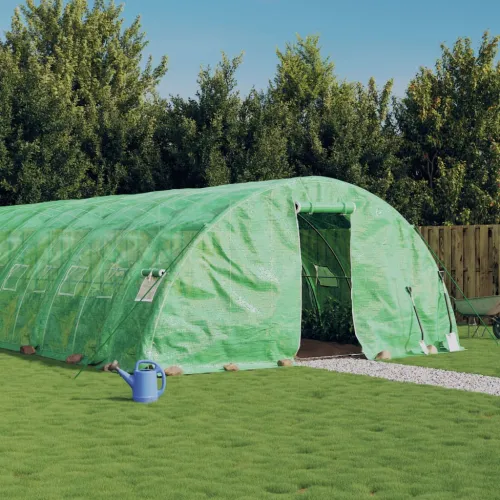 Staklenik s čeličnim okvirom zeleni 30 m² 6 x 5 x 2,3 m - Zelena 6 x 5 x 2.3 m 1 Zelena Cijena