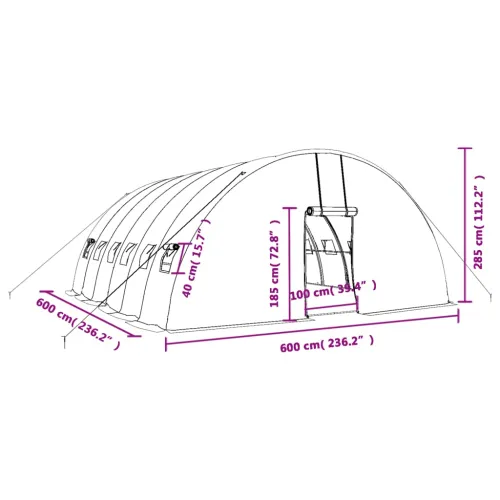 Plastenik s čeličnim okvirom zeleni 36 m² 6 x 6 x 2,85 m - Zelena 6 x 6 x 2.85 m Cijena