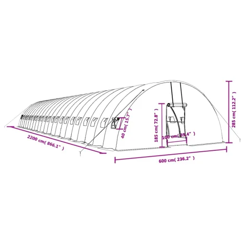 Plastenik s čeličnim okvirom zeleni 132 m² 22 x 6 x 2,85 m - Zelena 22 x 6 x 2.85 m Cijena
