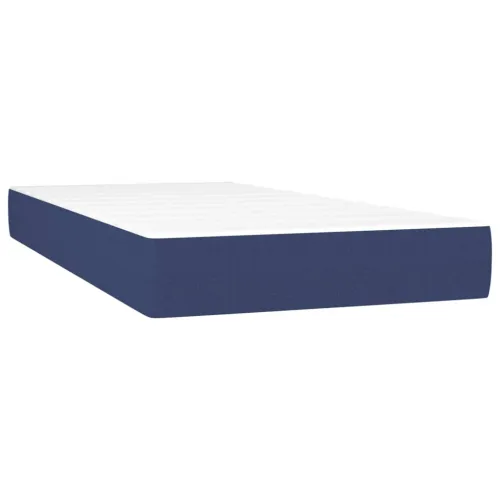 Boxspring - Krevet s oprugama i madracem plavi 100 x 200 cm od tkanine - Plava 100 x 200 cm Blok s kvadratima Cijena