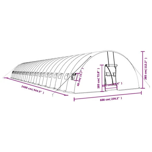 Plastenik s čeličnim okvirom zeleni 144 m² 24 x 6 x 2,85 m - Zelena 24 x 6 x 2.85 m Cijena