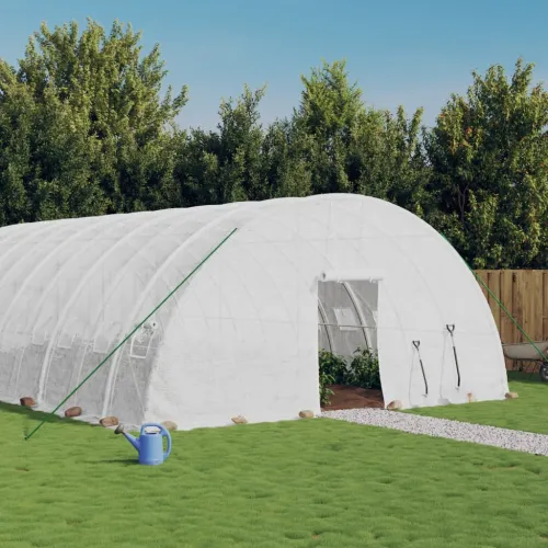 Staklenik s čeličnim okvirom bijeli 48 m² 8 x 6 x 2,85 m - Bijela 8 x 6 x 2.85 m 1 Bijela Cijena