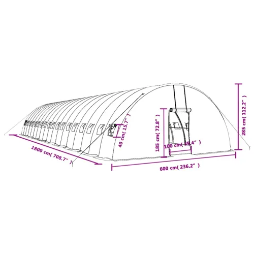 Plastenik s čeličnim okvirom bijeli 108 m² 18 x 6 x 2,85 m - Bijela 18 x 6 x 2.85 m Cijena