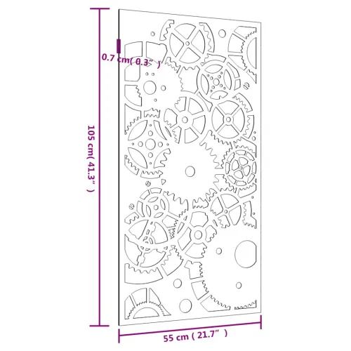 Vrtni zidni ukras 105 x 55 cm čelik COR-TEN s uzorkom zupčanika Cijena