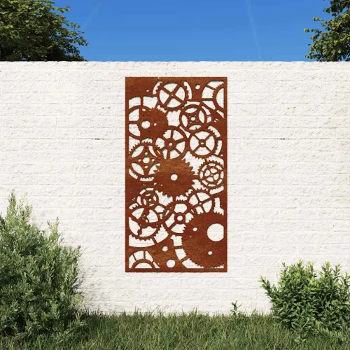 Vrtni zidni ukras 105 x 55 cm čelik COR-TEN s uzorkom zupčanika Cijena