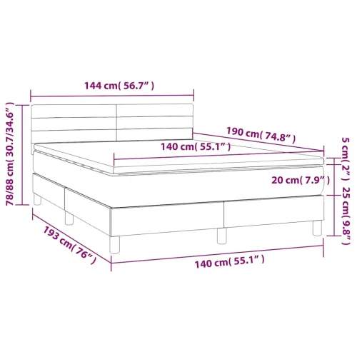 Boxspring - Krevet s oprugama i madracem tamnoplavi 140x190 cm baršunasti - Tamno plava 140 x 190 cm vodoravne pruge Cijena