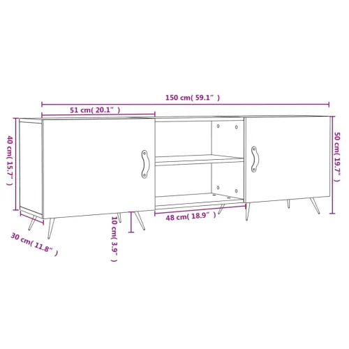 TV ormarić bijeli 150 x 30 x 50 cm od konstruiranog drva - Bijela 1 Cijena