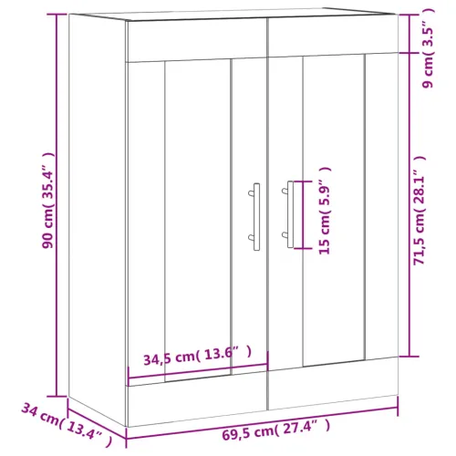 Zidni ormarić bijeli 69,5 x 34 x 90 cm od konstruiranog drva - Bijela 1 Cijena