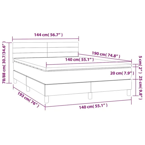Boxspring - Krevet s oprugama i madracem crni 140 x 190 cm baršunasti - Crna 140 x 190 cm vodoravne pruge Cijena