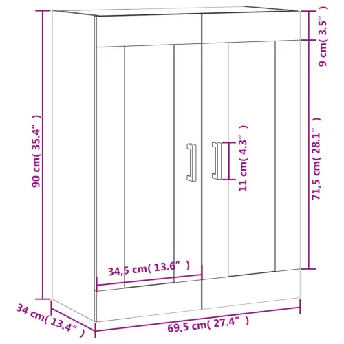 Zidni ormarić siva boja betona 69,5x34x90 cm konstruirano drvo - Beton siva 1 Cijena