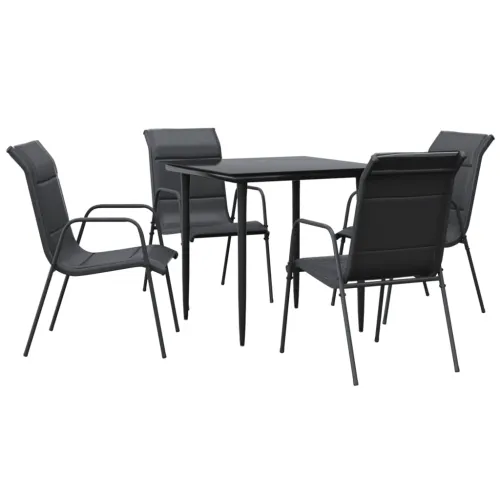 Vrtna garnitura - 5-dijelni vrtni blagovaonski set crni od čelika i tekstilena - Dužina stola 80 cm 4 Cijena