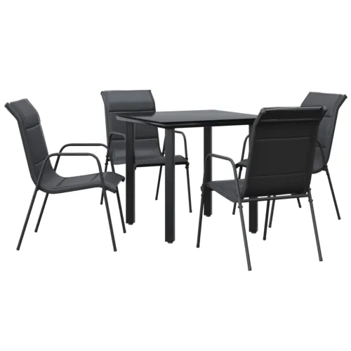 Vrtna garnitura - 5-dijelni vrtni blagovaonski set crni od čelika i tekstilena - Dužina stola 80 cm 4 Cijena