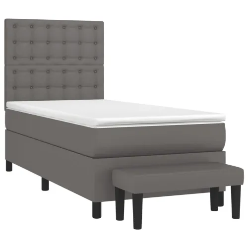 Boxspring - Krevet s oprugama i madracem sivi 80 x 200 cm od umjetne kože - Siva 80 x 200 cm gumbi Cijena