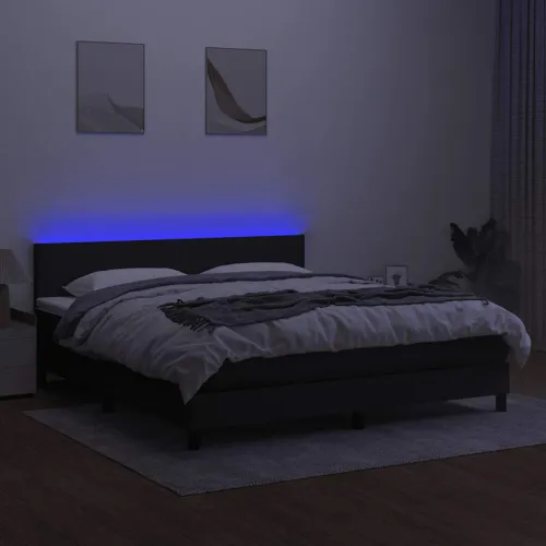 Krevet box spring s madracem LED crni 180x200 cm od tkanine - Crna 180 x 200 cm Gladak dizajn Cijena
