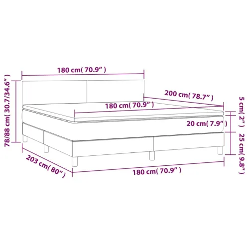 Krevet box spring s madracem LED crni 180x200 cm od tkanine - Crna 180 x 200 cm Gladak dizajn Cijena